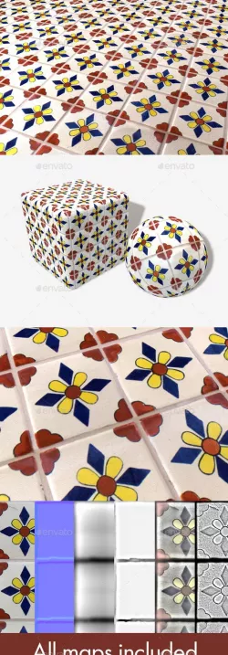 Hand Painted Tiles Seamless Texture