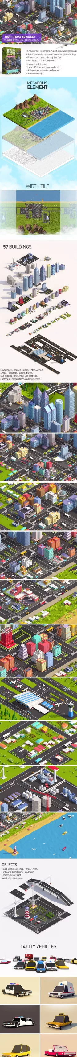 Low Poly Megapolis City Premium Pack (Landscape, Buildings, Airport)