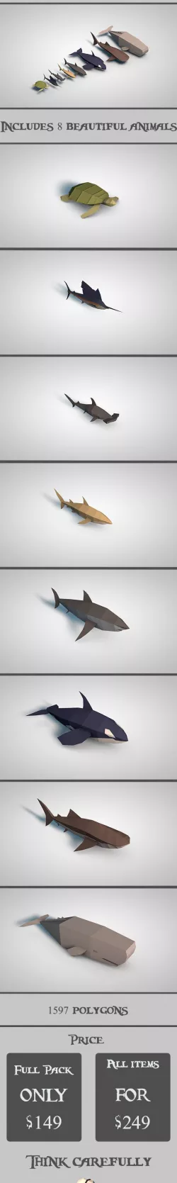 Low Poly Pirate Sea Animals
