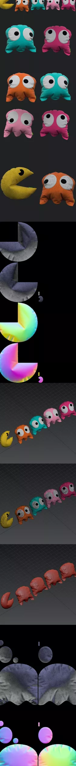 Pacman pillow set 3D model