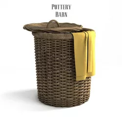 Pottery barn, Round Perry Wicker Basket Hamper Havana Weave.
