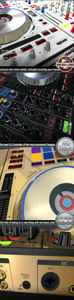 Realistic Pro DJ Controller Pioneer DDJ SZ, in 3 different skins