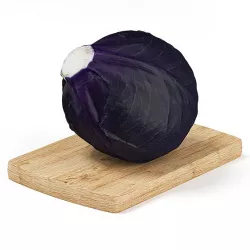 Red Cabbage on Wooden Board