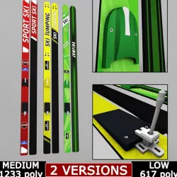 Ski jumping winter skis low poly