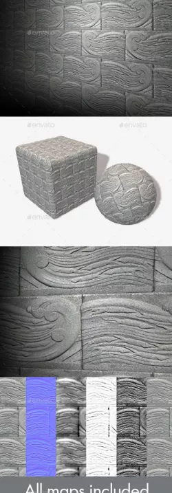 Squid Wave Carved Bricks Seamless Texture