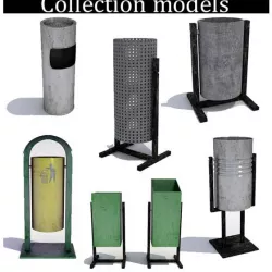 Street trash can - collection 6 models