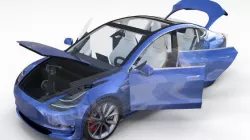 Tesla Model 3 with interior and chassis