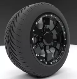 Tire with excellent rin for large and small car models with format for 3d studio, 4d cinema and
