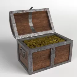 Treasure Chest with Padlock and Coins