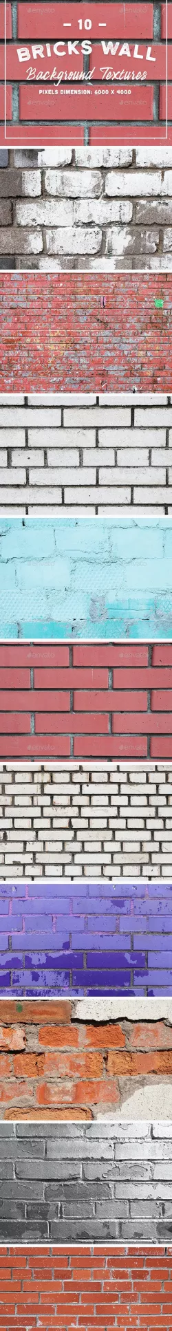 10 Bricks Wall Background Textures