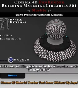 27 x ProRender PBR Marble Materials for Cinema 4D