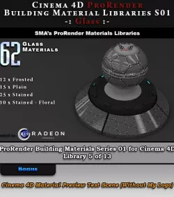 62 x ProRender PBR Glass Materials for Cinema 4D