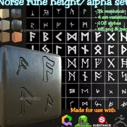 Ancient Norse Rune Height/Alpha Brushes/Stamp/Decal Set