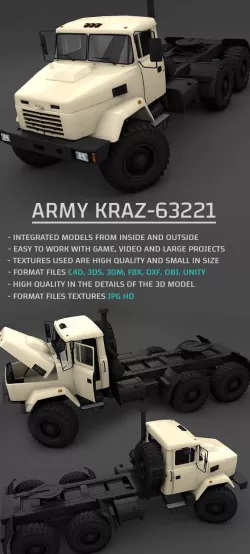 Army KRAZ-63221 3D Model