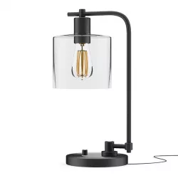 Black Desk Lamp with Glass Shade