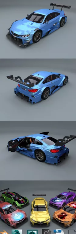 bmw m4 dtm 2017 low poly car