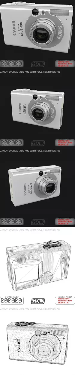 Canon Digital IXUS 400 with FULL Textures HD