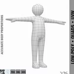 Child Stickman Character 3D Model