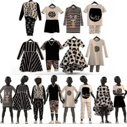 Children's clothing on mannequins and hangers set