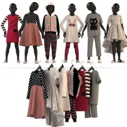 Children's clothing on mannequins and hangers set