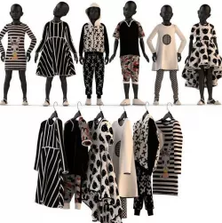 Children's clothing on mannequins and hangers set