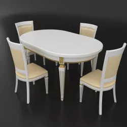 Dining set of classic Italian design consisting of a table and chairs Nike Avorio