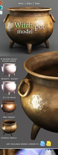 Halloween Witch Pot Realistic Model