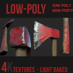 low poly axe