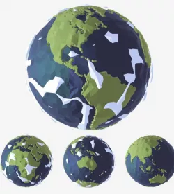 Low-Poly Earth - Accurate map - with Clouds - Animatable