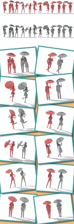 Low Poly Posed People Pack 11 - Umbrella