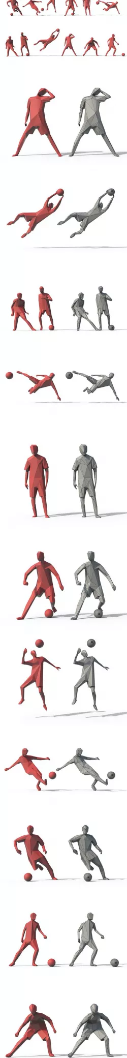 Low Poly Posed People Pack 12 - Soccer