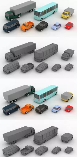 Low-poly sity cars