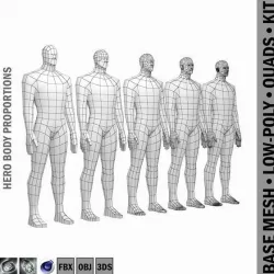 Male Hero Body Base Mesh in Rest Pose