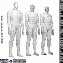 Male Hero Body Base Mesh in Rest Pose