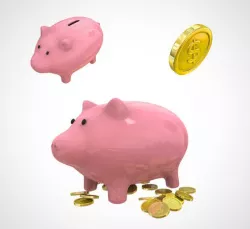Piggy Bank and gold coins 001