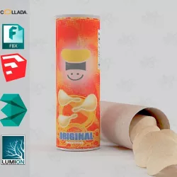 Potato Chips 3D model with label