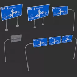 Roadside signpost 3D Models - game assets Complement