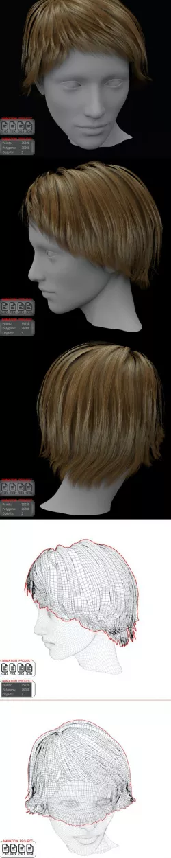 Short Hair Female 3D model