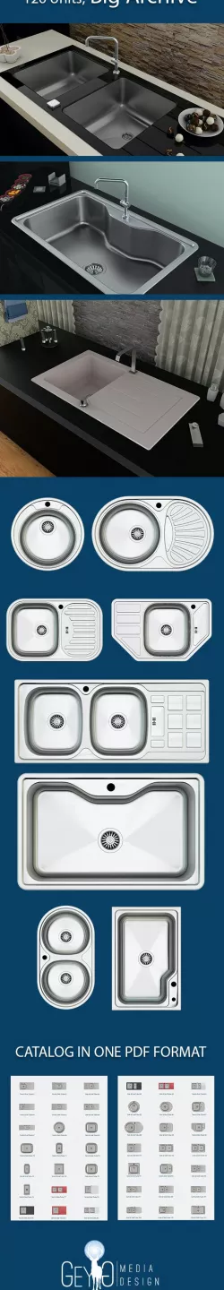 Sink REAL Models Archive, old and new 120 units, Chrome, Stainless, Handmade and Glass Models