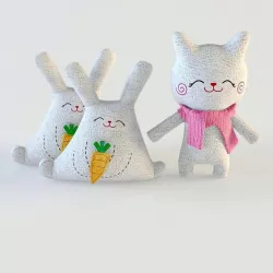 Toys cat and rabbit textile