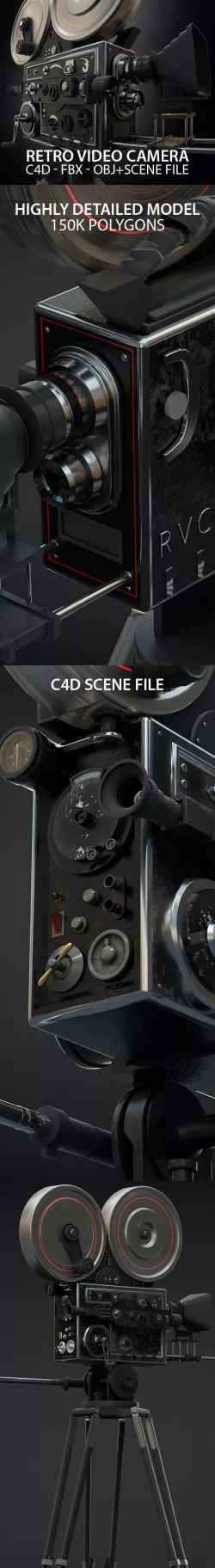 Vintage Video Camera 3D Model with Scene File