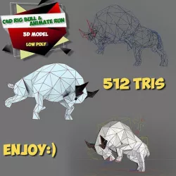3D bull low poly rigging n animated run
