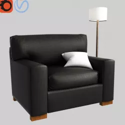 3d model PB Comfort Square Arm Upholstered Twin Armchair Sleeper With Memory Foam Mattress