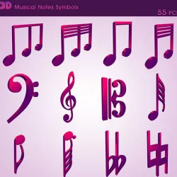 3D Musical Notes Symbols (55 pcs)