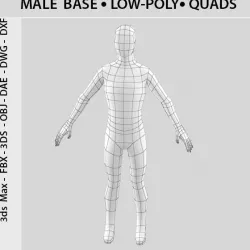 A-pose Low-poly 3D male base