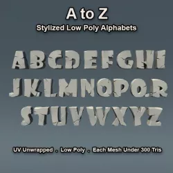 A to Z Low Poly English Alphabets