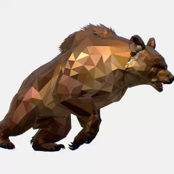 Animated Low Poly Art Brown Bear