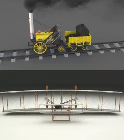 Animated Rocket Locomotive and Wright Flyer Pack
