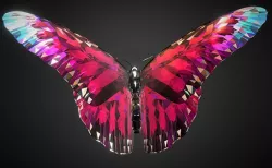 Batterfly Pink Low Polygon Art Insect