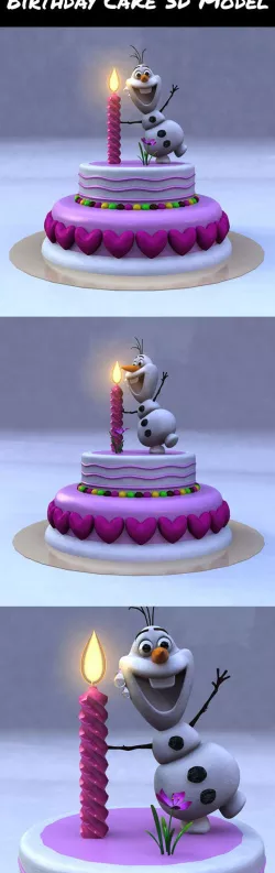 Birthday Cake withFrozen Snow Man Model